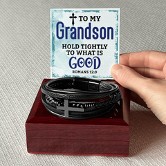 Hold Tightly - Cross Leather Bracelet